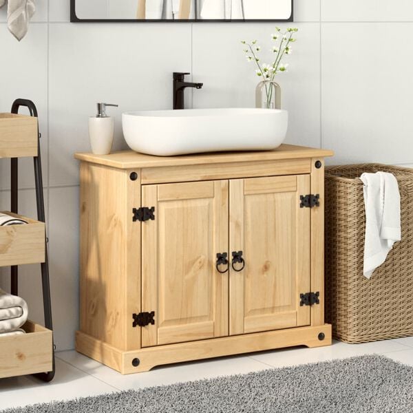 vidaXL Bathroom Sink Cabinet Corona 73x33x60 cm Solid Wood Pine