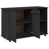 vidaXL Rolling Cabinet Black 100 x 39 x 65.5 cm Solid Pine Wood