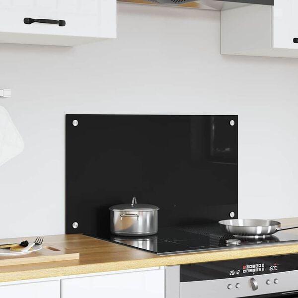 vidaXL Kitchen Backsplash Black 70 x 40 cm Tempered Glass