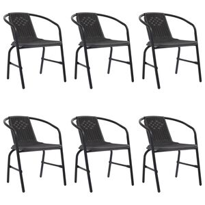 vidaXL Garden Chairs 6 pcs Plastic Rattan and Steel 110 kg