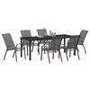 vidaXL Garden Dining Set 7 pcs Grey and Black Powder-coated Steel