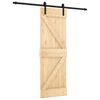 vidaXL Sliding Door Natural and Black 70 x 210 cm Solid Pine Wood