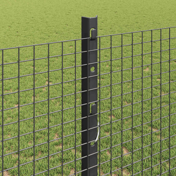 vidaXL Fence with Post Grey 1.2 x 50 m Steel and PVC