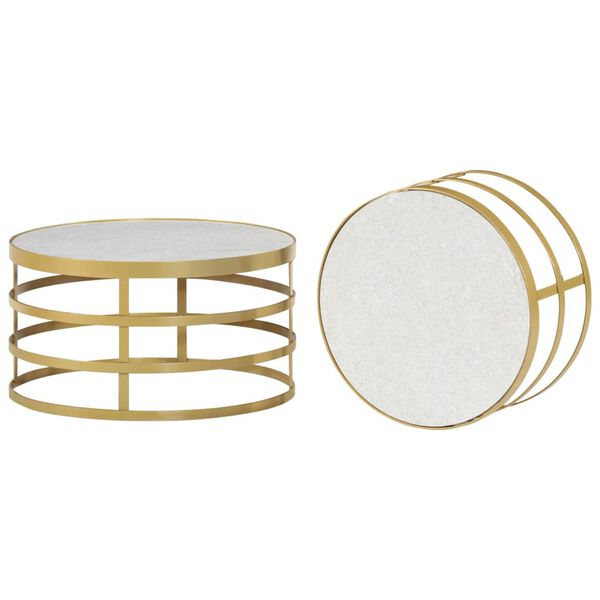 vidaXL 2 Piece Coffee Table Set Marble Brass and White