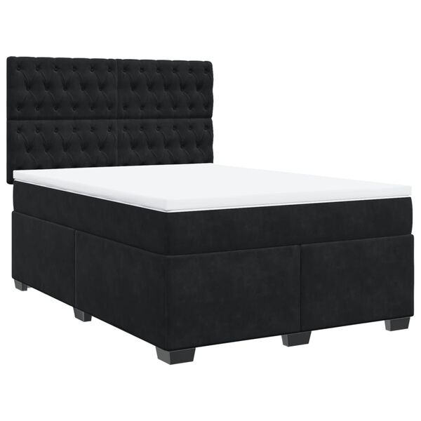 vidaXL Box Spring Bed with Mattress Black 140x190 cm Velvet