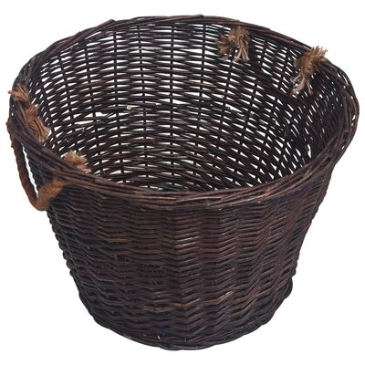 vidaXL 3 Piece Stackable Firewood Basket Set Dark Brown Willow