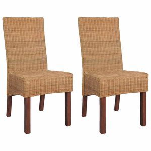 vidaXL Dining Chairs 2 pcs Brown Natural Rattan