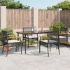 vidaXL 5 Piece Garden Dining Set with Cushions Black Poly Rattan