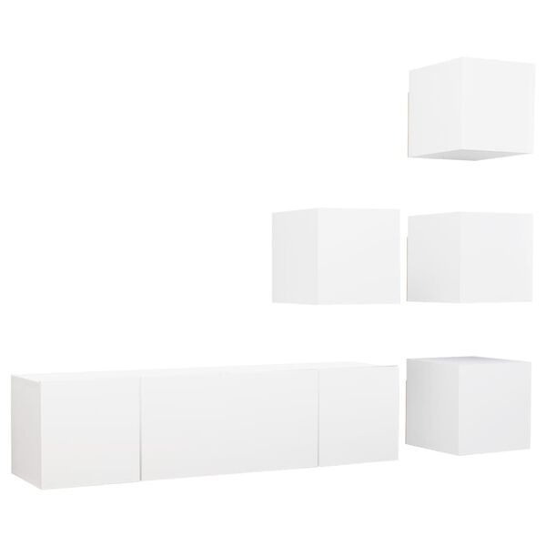 vidaXL 6 Piece TV Cabinet Set White Engineered Wood