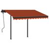 vidaXL Manual Retractable Awning with Posts 3x2.5 m Orange and Brown
