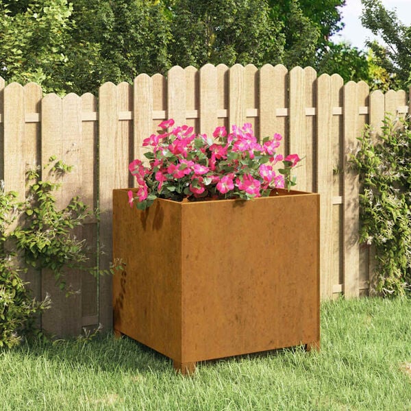 vidaXL Planter with Legs Rusty 40x40x40 cm Corten Steel
