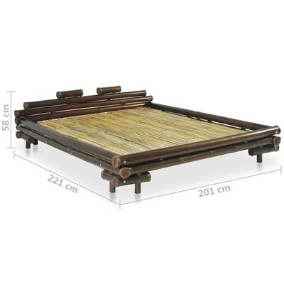 vidaXL Bed Frame Dark Brown Bamboo 180x200 cm Super King