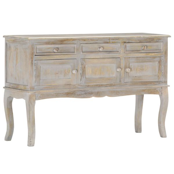 vidaXL Sideboard Grey 110x35x75 cm Solid Mango Wood
