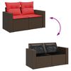 vidaXL 9 Piece Garden Sofa Set with Cushions Brown Poly Rattan Acacia