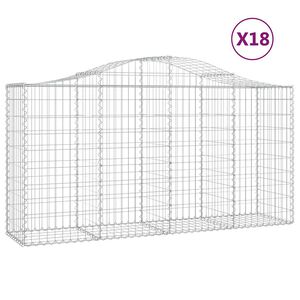 vidaXL Arched Gabion Baskets 18 pcs 200x50x100/120 cm Galvanised Iron