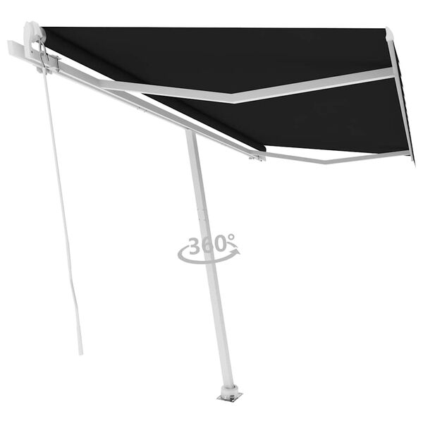 vidaXL Freestanding Manual Retractable Awning 450x300 cm Anthracite