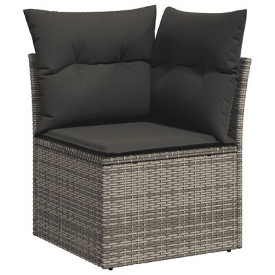 vidaXL 11 Piece Garden Sofa Set with Cushions Grey Poly Rattan