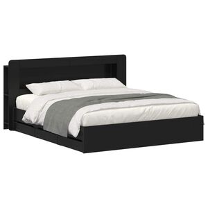 vidaXL Bed Frame with Storage and Headboard Black 180 x 200 cm