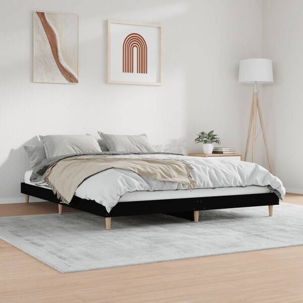 vidaXL Bed Frame without Mattress Black 180x200 cm Super King Engineered Wood