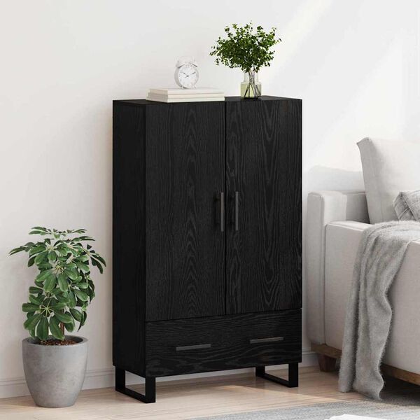 vidaXL Highboard Black Oak 69.5 x 30 x 115 cm Engineered Wood