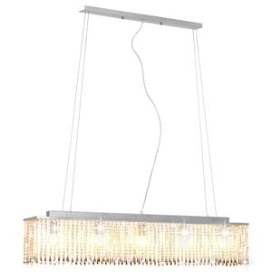 vidaXL Ceiling Lamp with Crystal Beads Silver 104 cm E14