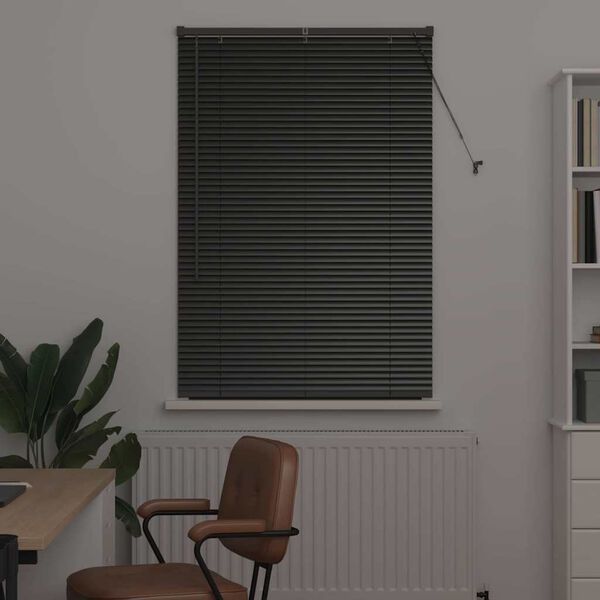 vidaXL Venetian Blinds Height Adjustable Black 130 x 90 cm Aluminium