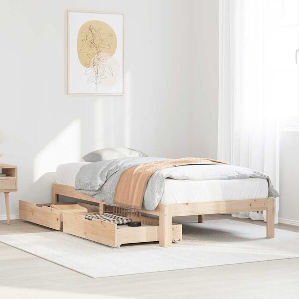 vidaXL Bed Frame with Drawers without Mattress 75x190 cm Small Single