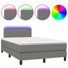 vidaXL Box Spring Bed with Mattress&LED Dark Grey 120x200cm Fabric
