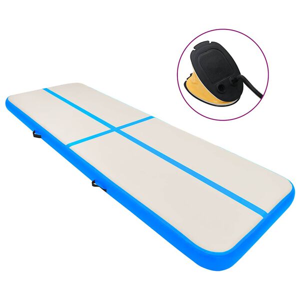 vidaXL Inflatable Gymnastics Mat with Pump 300x100x20 cm PVC Blue