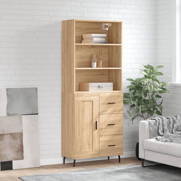 vidaXL Highboard Sonoma Oak 69.5x34x180 cm Engineered Wood