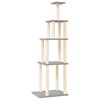 vidaXL Cat Tree with Sisal Scratching Posts Light Grey 183 cm