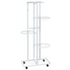 vidaXL 5-Floor Flower Stand with Wheels 44x23x100 cm White Iron