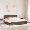 vidaXL Bed Frame with Headboard Brown Oak 200 x 200 cm Engineered Wood