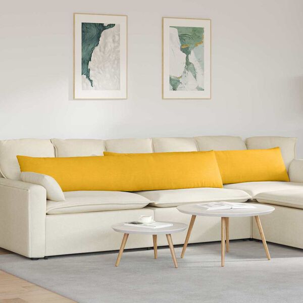 vidaXL Sofa Pillows 2 pcs Light Yellow 200 x 40 cm Corduroy Fabric