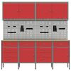 vidaXL Work Cabinet with Drawer 10 pcs Red Engineered Wood and Steel