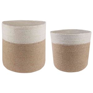 vidaXL Plant Pot Set 2 pcs Natural and White &Oslash; 28 x 28 cm