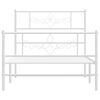 vidaXL Metal Bed Frame without Mattress with Footboard White 90x190cm