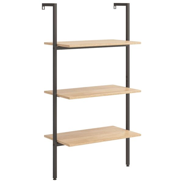 vidaXL 3-Tier Leaning Shelf Light Brown and Black 64x35x120.5 cm