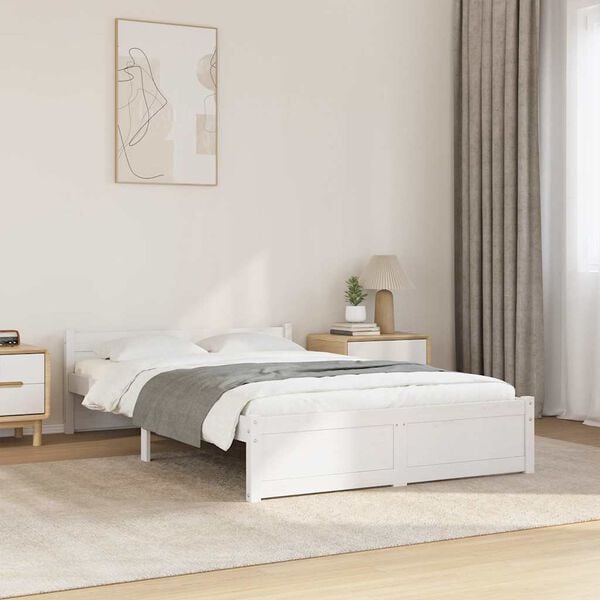 vidaXL Bed Frame without Mattress White Solid Wood 120x200 cm