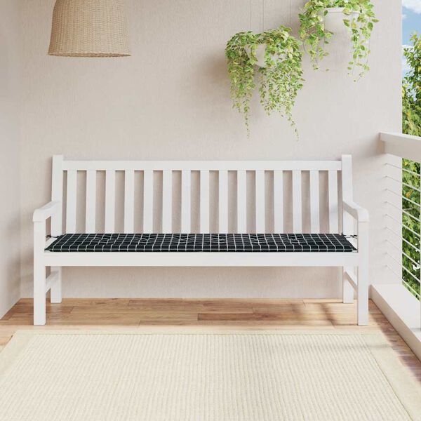 vidaXL Garden Bench Cushion Plaid Black 180 x 50 x 4 cm Oxford fabric