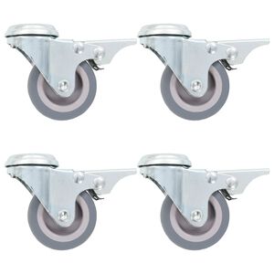vidaXL Bolt Hole Swivel Casters with Double Brakes 4 pcs 50 mm