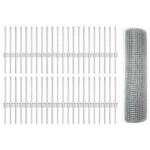 vidaXL Fence with Post Silver
