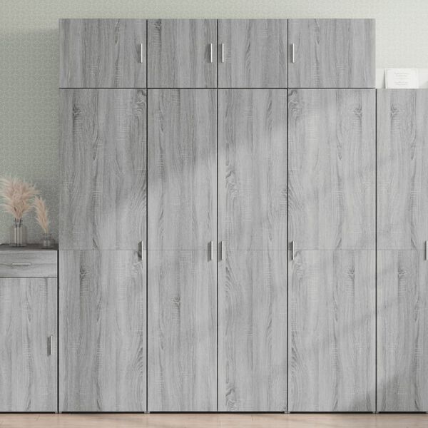 vidaXL Storage Cabinet Grey Sonoma 80x42.5x225 cm Engineered Wood