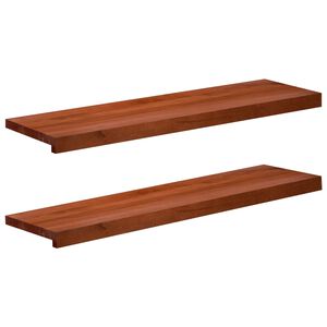 vidaXL Stair Treads 2 pcs 90 x 25 x 2 cm Brown Solid Beech Wood