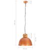 vidaXL Industrial Hanging Lamp Copper Round 50 cm E27 Solid Mango Wood