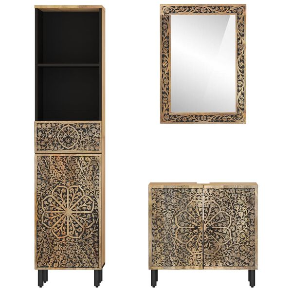 vidaXL 3 Piece Bathroom Furniture Set Solid Wood Mango