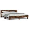 vidaXL Bed Frame with LED without Mattress Smoked Oak 200x200 cm