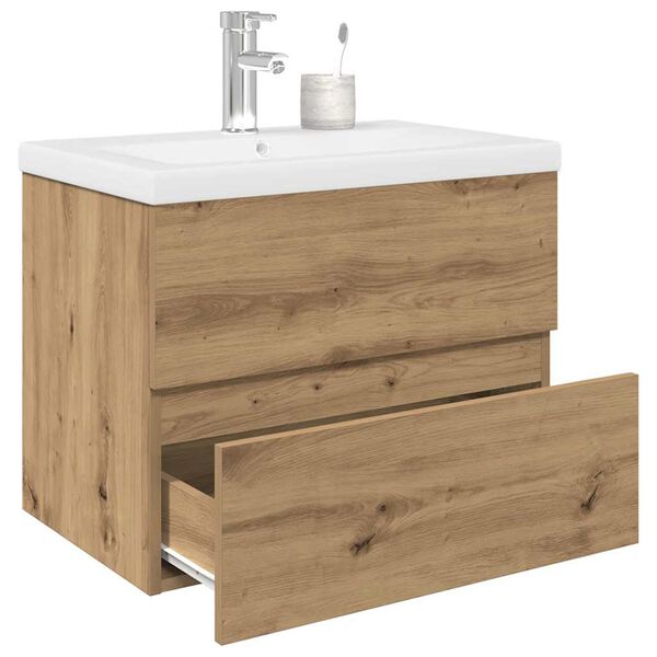 vidaXL Sink Cabinet with Built-in Basin and Faucet Artisan Oak