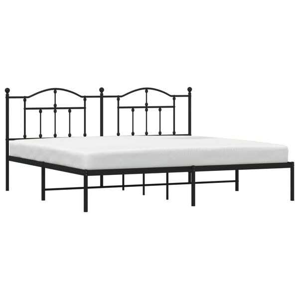 vidaXL Metal Bed Frame without Mattress with Headboard Black 200x200cm
