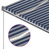 vidaXL Manual Retractable Awning with LED 300x250 cm Blue and White